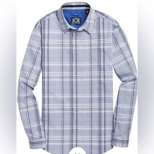 Joe Joseph Abboud Light Blue Plaid Slim Fit Button Up Shirt.  Sz M